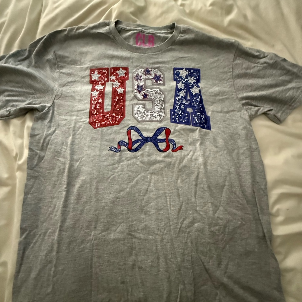 Gray USA Graphic Womens T-Shirt